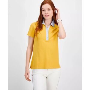 Tommy Hilfiger Women's Top Sz M Striped-Collar Polo Shirt